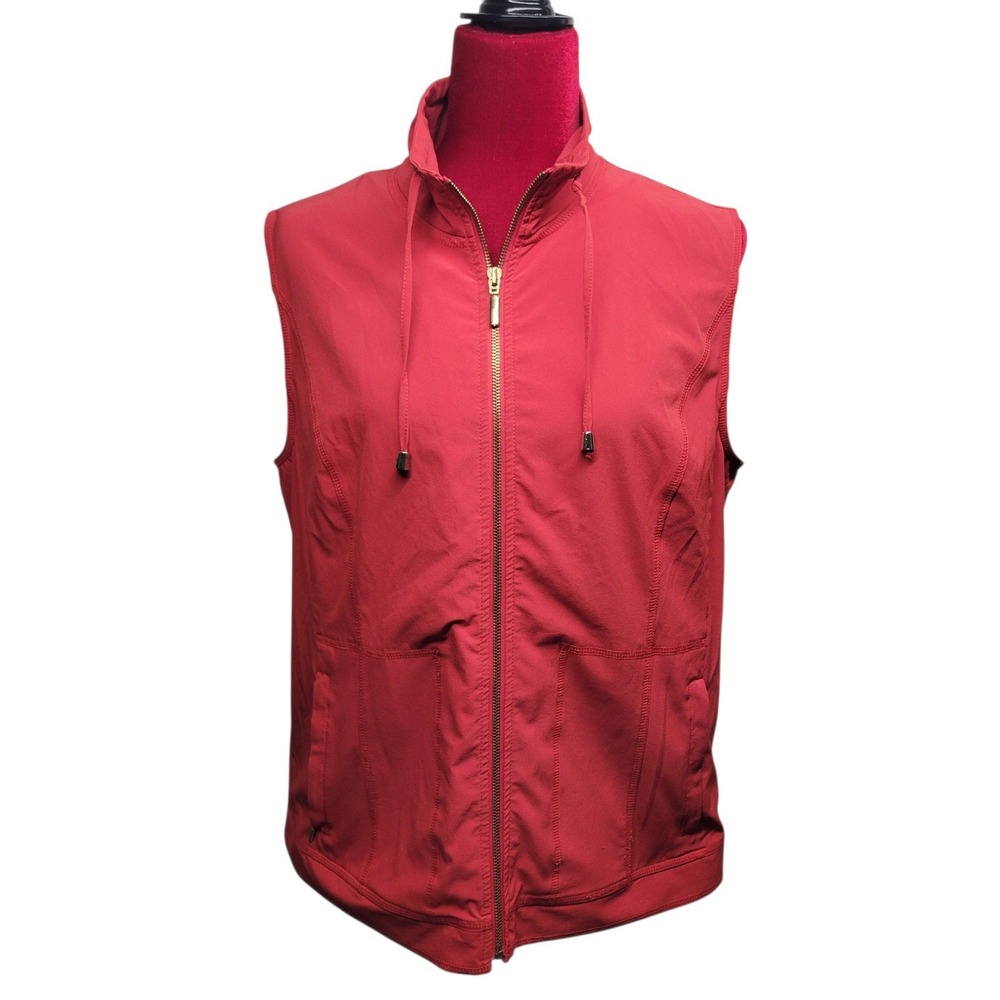 Zenergy by Chicos Womens Red Full Zip Activewear Vest Size 2x Stretch Pockets